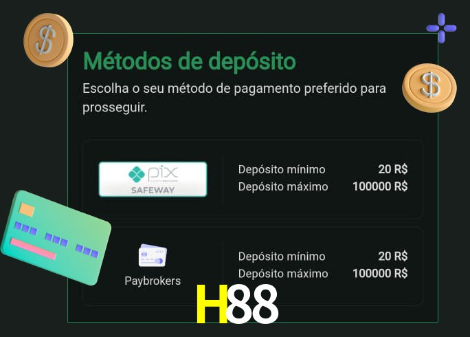 O cassino H88 oferece uma grande variedade de métodos de pagamento